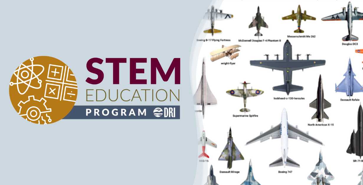 STEM Education Program Icon with different models of planes to the right.