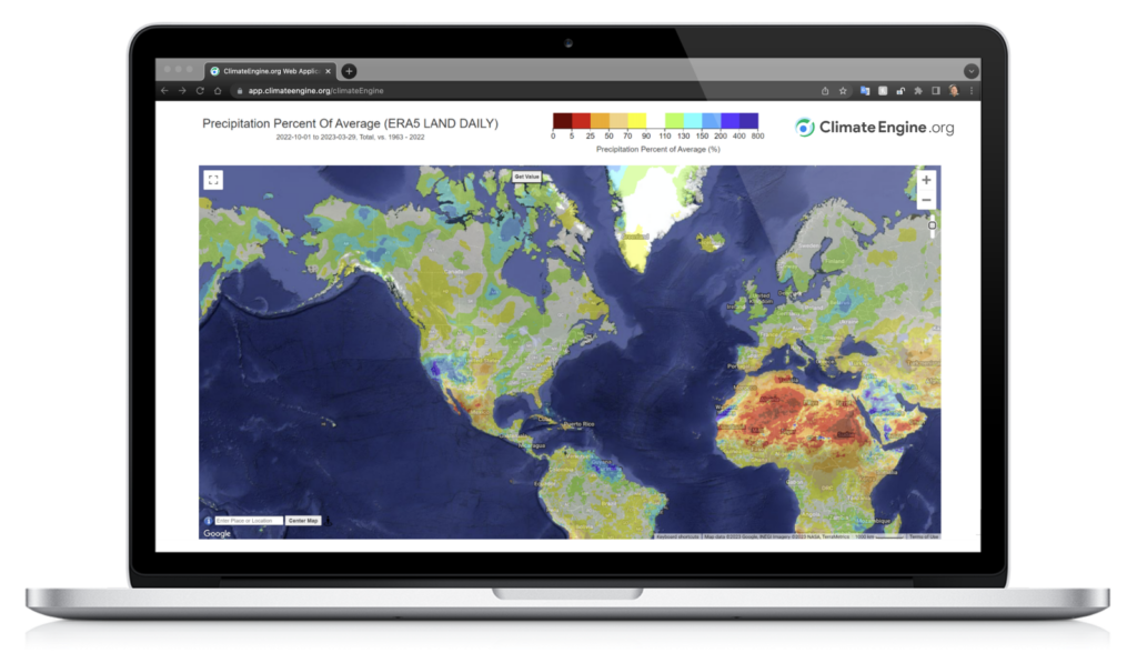 A global map showing drought variables from satellite data